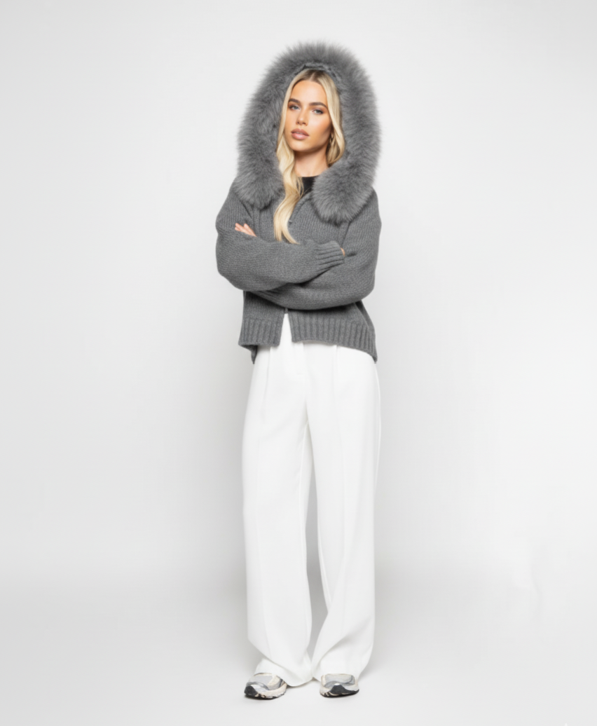 CozyLuxe™ Fur Hood Cardigan