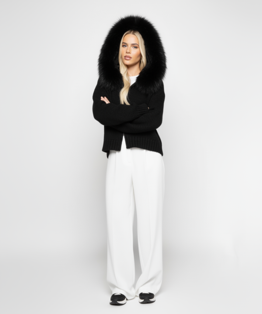 CozyLuxe™ Fur Hood Cardigan