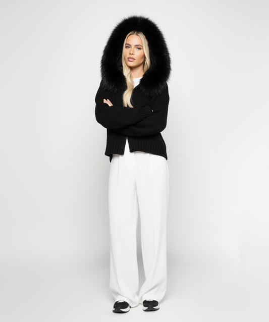 CozyLuxe™ Fur Hood Cardigan
